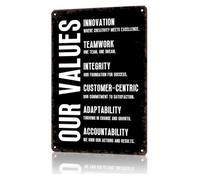 LLBOGRGGN Vintage Company Values Metal Sign Funny Office Decor For Floor Call Center Team Room 8 X 12 inch