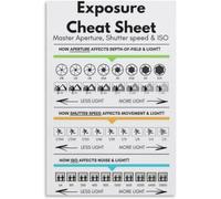 LLBOGRGGN Vintage Darkroom Photography Poster Exposure Cheat Sheet Film Camera Settings Chart Retro Canvas Print for Cafe Bar Wall Decor(Framed,08x12inch(20x30cm))