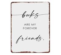 LLBOGRGGN Vintage Distressed Books Are My Forever Friends Metal Sign Wall Plaque for Book Lovers Reading Nook Home Library 8 X 12 in