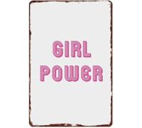 LLBOGRGGN Vintage Distressed Border Metal Sign Girl Power Feminist Aluminum Wall-Art for Bedroom Living Room Garage Cafe Pub 8 X 12 in