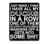 LLBOGRGGN Vintage Funny Tin Sign Just When I Think Have All My Ducks in A Row Retro Metal Wall Decor for Pub Man Cave Office 8 X 12 in