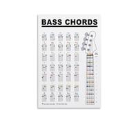 LLBOGRGGN Vintage Metal Tin Sign Bass Guitar Chords Chart Basic Music Theory Reference Guide Wall-Art for Learning Home Studio Practice Room Decor 8 X 12 Inch