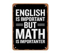 LLBOGRGGN Vintage Tin Sign English Is Important But Math Is Importanter Funny Retro Wall-Art Grammar Humor Decor For Teacher 8 X 12 inch