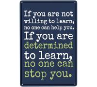 LLBOGRGGN Wisdom Metal Sign If You Are Not Willing To Learn No One Can Help Vintage Style Wall Decor For Office Bar Cubicle Gift 8 X 12 inch