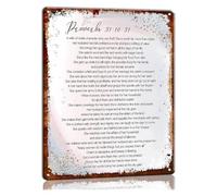 LLBOGRGGN Woman Proverbs 31 Metal Tin Sign Modern Bible Verses Wall-Art Deco for Prints Living Room Decor for Bedroom Picture Hanging Decoration