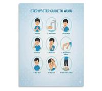 LLBOGRGGN Wudu Ablution Chart Islamic Ritual Purification Poster Canvas Print for Islamic Learning and Faith Based Decor(Framed,12x18inch(30x45cm))