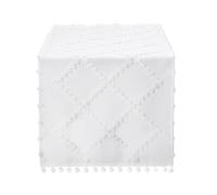 LLCUTESHOP Camino de Mesa Blanco, 33 X 183 cm, Camino de Mesa Suave y CóModo, Hermoso Camino de Mesa de Un Solo Color en Estilo Pastoral, Bordado Artesanal, DecoracióN De Mesa