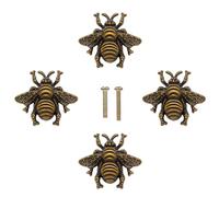 LLDYNW 4 pomos de abejorro para gabinete, tiradores de cajón de insectos, manijas de un solo agujero para aparador, tocador antiguo, pomos de gabinete de baño (bronce)