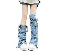LLECDASEUI Calentadores De La Pierna del Dril De Algodón De Las Mujeres Y2K Media Manga De La Pierna del Pie Caliente Harajuku Jean Boot Cubierta Calcetines De La Pantorrilla (M)