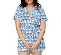 LLECDASEUI - Conjunto de pijama de 2 piezas Y2k para mujer con pantalones cortos con botones y pantalones cortos en forma de mono y rodillos dupes Rabbit Preppy Loungewear, azul, S