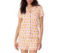 LLECDASEUI Conjunto de pijama Y2k para mujer de 2 piezas con botones y pantalones cortos de mono Roller Dupes Rabbit Preppy Loungewear Pjs (L,Naranja)