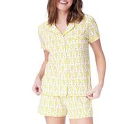 LLECDASEUI Conjunto de pijama Y2k para mujer de 2 piezas con botones y pantalones cortos de mono Roller Dupes Rabbit Preppy Loungewear Pjs (S,Amarillo)