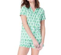 LLECDASEUI Conjunto de pijama Y2k para mujer de 2 piezas con botones y pantalones cortos de mono Roller Dupes Rabbit Preppy Loungewear Pjs (S,Verde)
