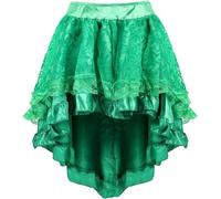 LLECDASEUI Falda gótica de talla grande steampunk para mujer, falda victoriana de cintura elástica alta y baja (L,Verde)