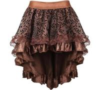 LLECDASEUI Falda gótica de talla grande steampunk para mujer, falda victoriana de cintura elástica alta y baja (S,Marrón)