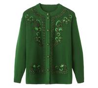 LLECDASEUI Grueso Cálido Suéter De Invierno De La Abuela Cardigan - Abrigo De Las Mujeres Edad Media Ancianos Madre Chaqueta De Punto, Clásico Chunky Invierno Señora Mayor De Punto (3XL,Verde)