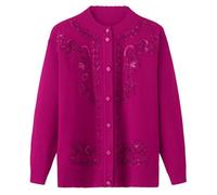 LLECDASEUI Grueso Cálido Suéter De Invierno De La Abuela Cardigan - Abrigo De Las Mujeres Edad Media Ancianos Madre Chaqueta De Punto, Clásico Chunky Invierno Señora Mayor De Punto (2XL,Rosa)