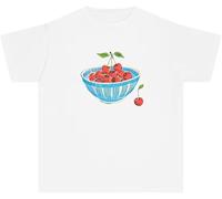 LLECDASEUI Mujer Y2K Tops De Bebé Frutas Lazo De Impresión Slim T Shirt Estética Grunge Vintage Ropa Para Adolescentes (L,Cereza-2)