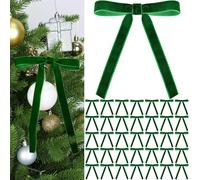 LLECDASEUI Navidad Rojo Terciopelo Lazos De 36 Pcs - Vintage Boda Terciopelo Cinta De Regalo Lazos para El árbol Corbata para El Hogar Decoración Interior Decoración Exterior (Verde)