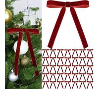 LLECDASEUI Navidad Rojo Terciopelo Lazos De 36 Pcs - Vintage Boda Terciopelo Cinta De Regalo Lazos para El árbol Corbata para El Hogar Decoración Interior Decoración Exterior (Borgoña)