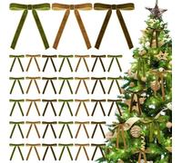LLECDASEUI Navidad Rojo Terciopelo Lazos De 36 Pcs - Vintage Boda Terciopelo Cinta De Regalo Lazos para El árbol Corbata para El Hogar Decoración Interior Decoración Exterior (Mezcla)