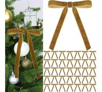 LLECDASEUI Navidad Rojo Terciopelo Lazos De 36 Pcs - Vintage Boda Terciopelo Cinta De Regalo Lazos para El árbol Corbata para El Hogar Decoración Interior Decoración Exterior (Marrón)