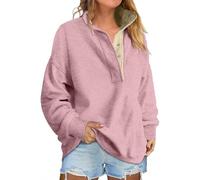 LLECDASEUI Sudadera de gran tamaño para mujer, casual, cuello alto, manga larga, para otoño y viaje, rosa, S