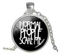Llegada "Normal People Scare Me" Citas de cristal Cabujón collar hecho a mano de cristal cúpula colgante de joyería, nan