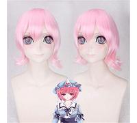 Llegada Touhou Project Anime peluca rosa sintética accesorios para el cabello para Saigyouji Yuyuko Cosplay disfraz pelucas para mujeres Halloween