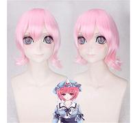 Llegada Touhou Project Anime peluca rosa sintética accesorios para el cabello para Saigyouji Yuyuko Cosplay disfraz pelucas para mujeres Halloween