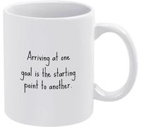 Llegar a una meta es el punto de partida hacia otra Tazas de café de cerámica para cumpleaños, taza de café novedosa, taza de té de cerámica con impresión de doble cara para mamá, papá, amigo, esposa,