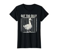 Llegó a Silly Goose Camiseta gráfica económica, Mujer, Negro, M