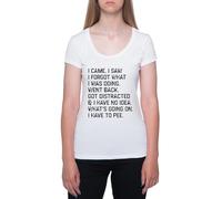 Llegué Vi Olvidé Lo Que Estaba Haciendo Camiseta De Manga Corta Blanca con Cuello Redondo para Mujer T-Shirt Short Sleeve White Crewneck tee For Women