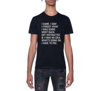 Llegué Vi Olvidé Lo Que Estaba Haciendo Camiseta De Manga Corta Negra con Cuello Redondo para Hombre T-Shirt Short Sleeve Black Crewneck tee For Men