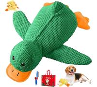 LLELEMAMO 2026 New Calming Duck Toy for Dogs, Calming Quack Duck Toys for Dogs Boredom, Soft Stuffed Pet Chew Toy, Bright Yellow Anxiety Dog Doll, for Indoor Puppy Small Dog (Green,M)