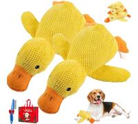 LLELEMAMO 2026 New Calming Duck Toy for Dogs, Calming Quack Duck Toys for Dogs Boredom, Soft Stuffed Pet Chew Toy, Bright Yellow Anxiety Dog Doll, for Indoor Puppy Small Dog (2A,M)