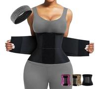LLELEMAMO Belt Waist Cincher Ab Belt Tummy Control Body Shaper with Triple Wrap Women - Plus Size (Black,XL)