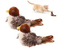 LLELEMAMO Celery Pets Cat Toy - Simulated Chirping Bird Cat Toy Flapping Wings, Interactive Automatic Flappy Bird Toy Squeaky for Bored Indoor Cats to Play Alone, Relieve Boredom (Patting *2)