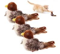 LLELEMAMO Celery Pets Cat Toy - Simulated Chirping Bird Cat Toy Flapping Wings, Interactive Automatic Flappy Bird Toy Squeaky for Bored Indoor Cats to Play Alone, Relieve Boredom (Patting *3)