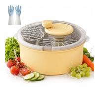 LLELEMAMO Centrifugadora Eléctrica para Ensalada y Lavador de Frutas, Limpiador 2 en 1 con Bol Giratorio, Secador para Verduras, Bayas y Hojas Verdes, Gran Capacidad, Desmontable (Yellow - Manual)