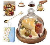 LLELEMAMO Charcuterie Snow Globe Container, Mini Cake Stand With Dome, Charcuterie Snow Globes Put A Holiday Spin On Your Grazing Table, for Wedding Birthday Holiday Dessert Display (1PC)