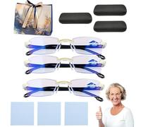 LLELEMAMO Clarity Blue Glasses, Automatic Adjustment Blue Ease Optics Glasses, Anti-Blue Light Eye Glass for Men/Women (3PCS)