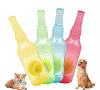LLELEMAMO Crunch Play Bottle Toy, Crunchnplay Bottle Toy for Dogs, 9.7"/7.7" Rubber Water Bottle Dog Toy, Interesting Squeaky Dog Toys, Outdoor Interactive Dog Chew Toy with Tennis Ball (4Pcs,Small)