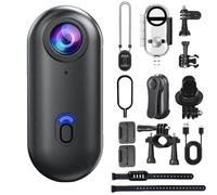LLELEMAMO Go Snap Camera-4k Thumb Action Camera, Wearable Mini Body Camera with 360° Rotation Spring Clip, Hands-Free POV Recording for Bike Cycling, Pet, Vlogging, Underwater (Black-4K)