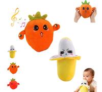 LLELEMAMO Interactive Music Plush Toy, Touch-Sensitive Fruit Body-Sensing Doll with 15 Sound Modes, Induction Singing Sensory Toy for Toddler Early Education and Family Group Play Games (2pcs-b)