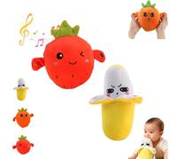 LLELEMAMO Interactive Music Plush Toy, Touch-Sensitive Fruit Body-Sensing Doll with 15 Sound Modes, Induction Singing Sensory Toy for Toddler Early Education and Family Group Play Games (2pcs-c)