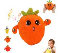 LLELEMAMO Interactive Music Plush Toy, Touch-Sensitive Fruit Body-Sensing Doll with 15 Sound Modes, Induction Singing Sensory Toy for Toddler Early Education and Family Group Play Games (Carrots)