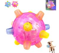 LLELEMAMO Jumping Activation Ball for Dogs, 2025 New Colorful Jumping Activation Bouncing Ball for Dogs with Light and Music, Interactive Vibrating Dog Ball Toys to Keep Them Busy Pet Toys (Pink)