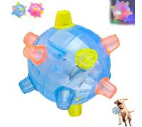 LLELEMAMO Jumping Activation Ball for Dogs, 2025 New Colorful Jumping Activation Bouncing Ball for Dogs with Light and Music, Interactive Vibrating Dog Ball Toys to Keep Them Busy Pet Toys (Blue)