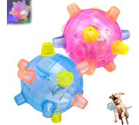 LLELEMAMO Jumping Activation Ball for Dogs, 2025 New Colorful Jumping Activation Bouncing Ball for Dogs with Light and Music, Interactive Vibrating Dog Ball Toys to Keep Them Busy Pet Toys (Mix*2)